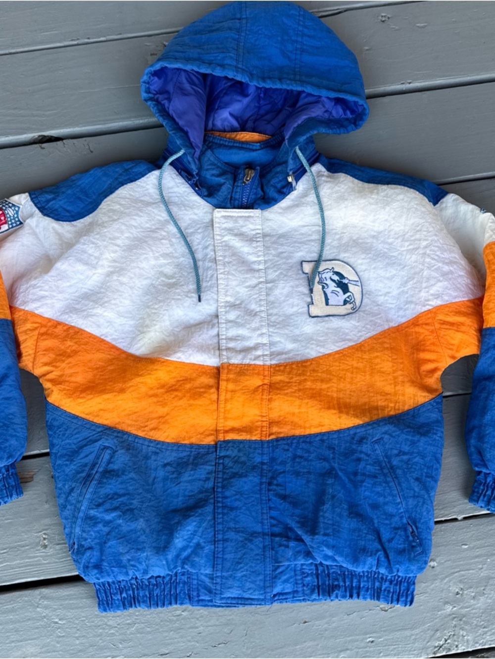 Denver Broncos Jacket Apex Pro Line NFL Blue Full Zip Puffer VTG 90s Youth M